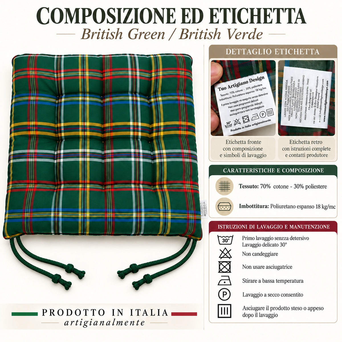 Cuscini copri sedie da cucina Verde - Linea British