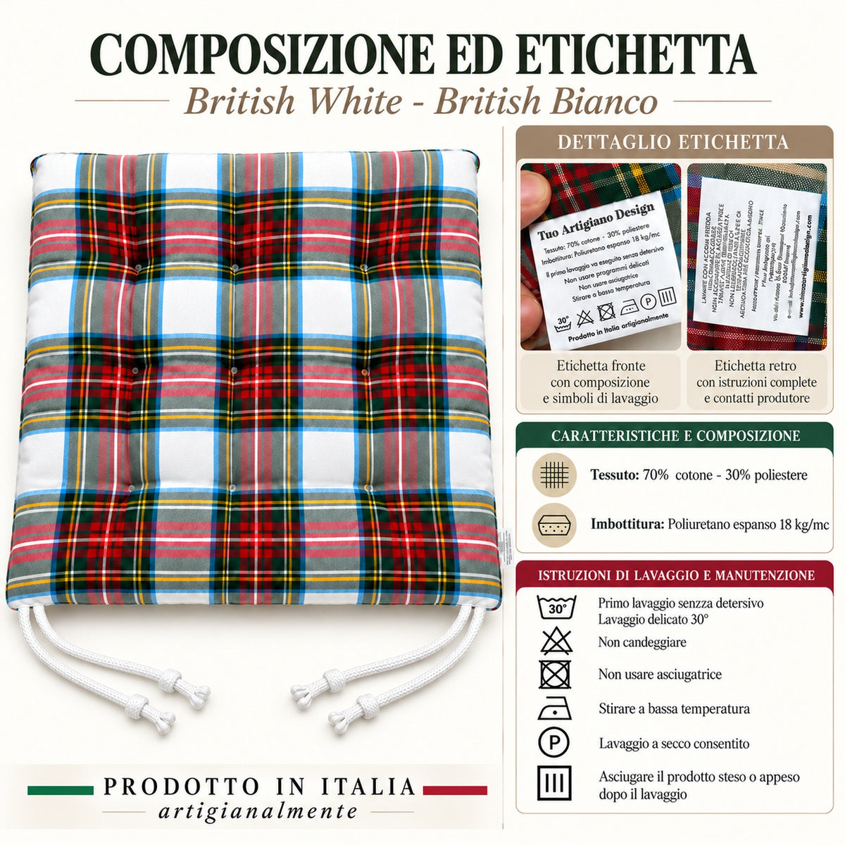 Cuscini copri sedie da cucina Bianco - Linea British