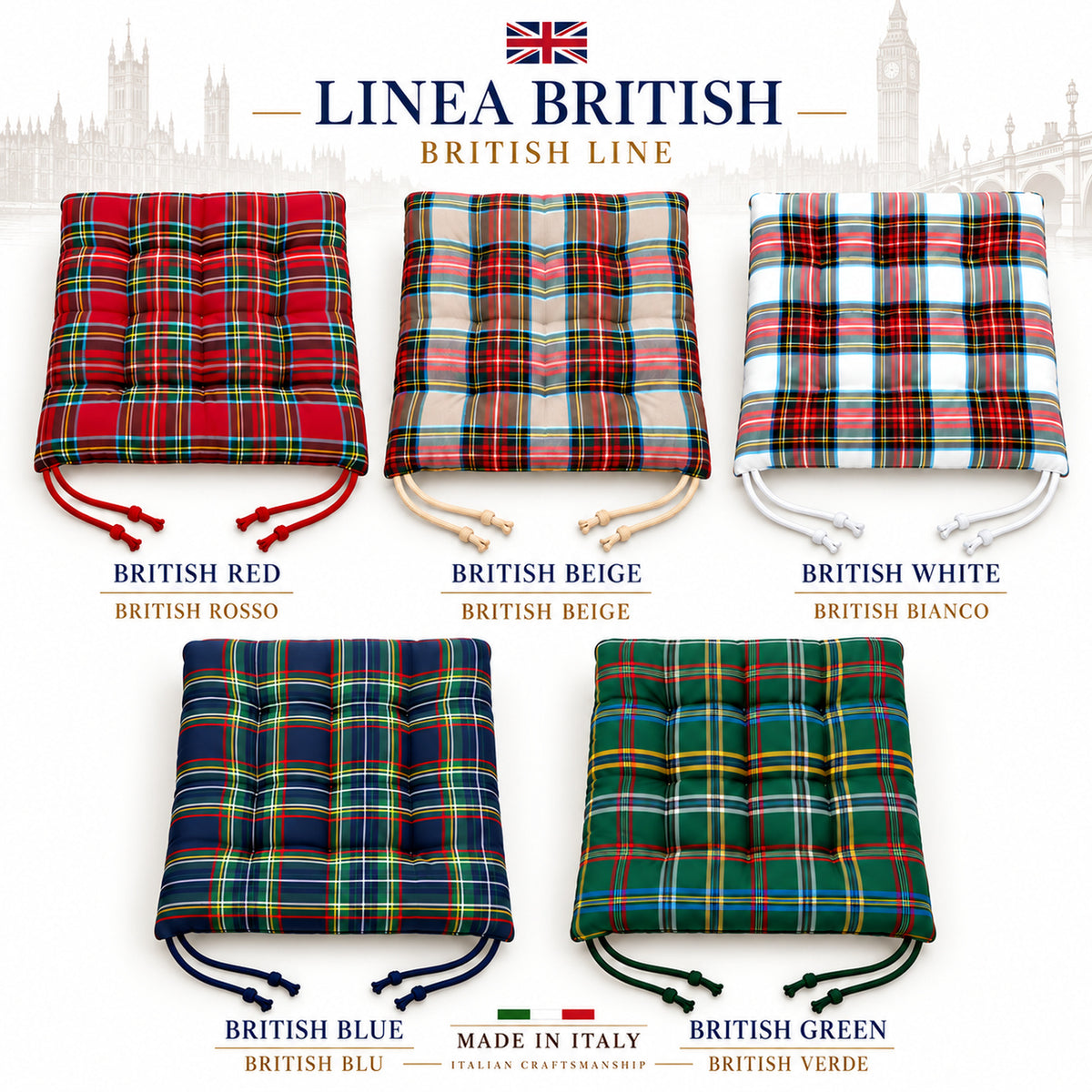 Cuscini copri sedie da cucina Blu - Linea British