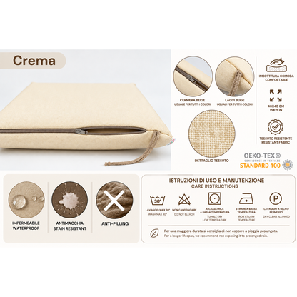 Cuscini copri sedie da cucina antimacchia Sfoderabilii Crema - Linea Palermo