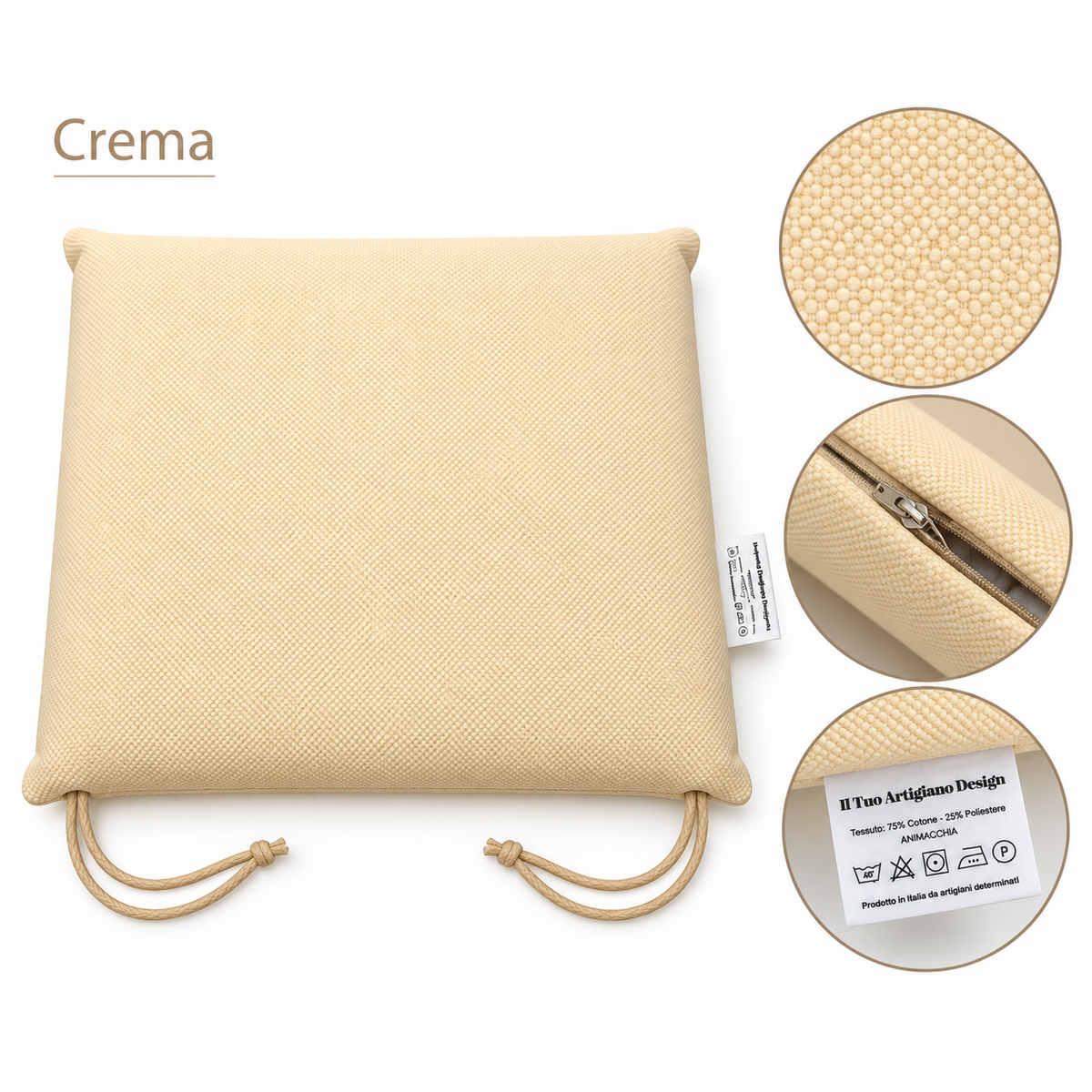 Cuscini copri sedie da cucina antimacchia Sfoderabilii Crema - Linea Palermo