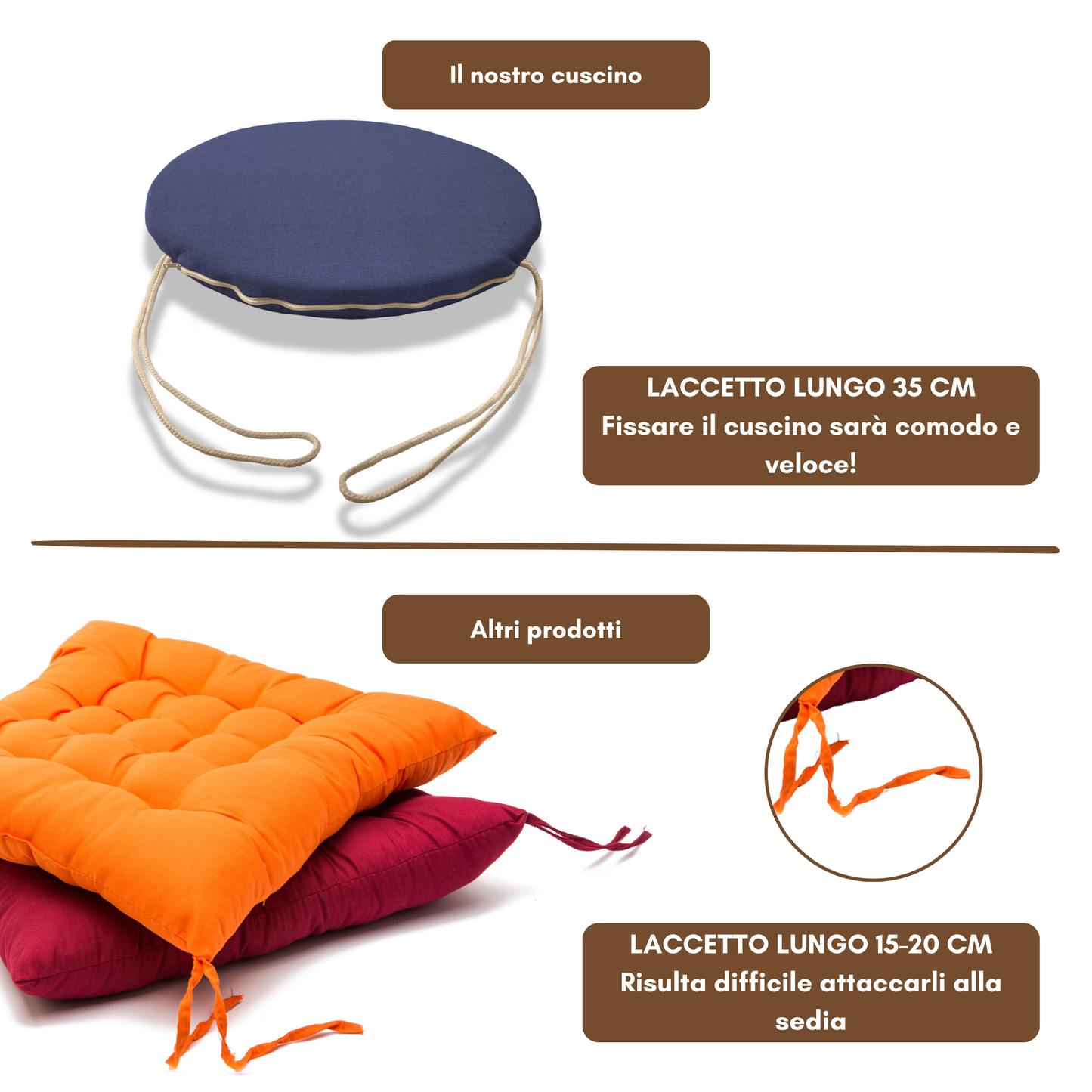 Set 6 cuscini rotondi per sedie Blu - Linea Amalfi