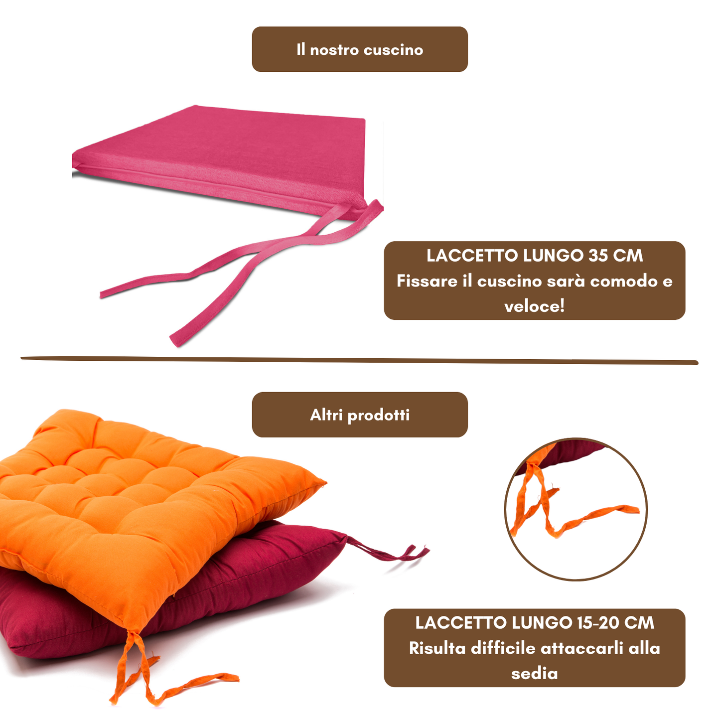 6 cuscini copri sedie da cucina fucsia - Linea Sidney