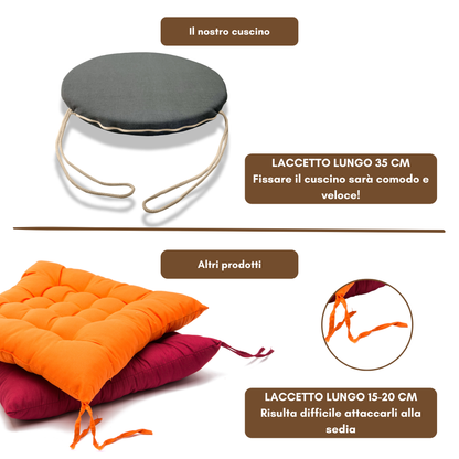 Set 6 cuscini rotondi per sedie Grigio - Linea Amalfi