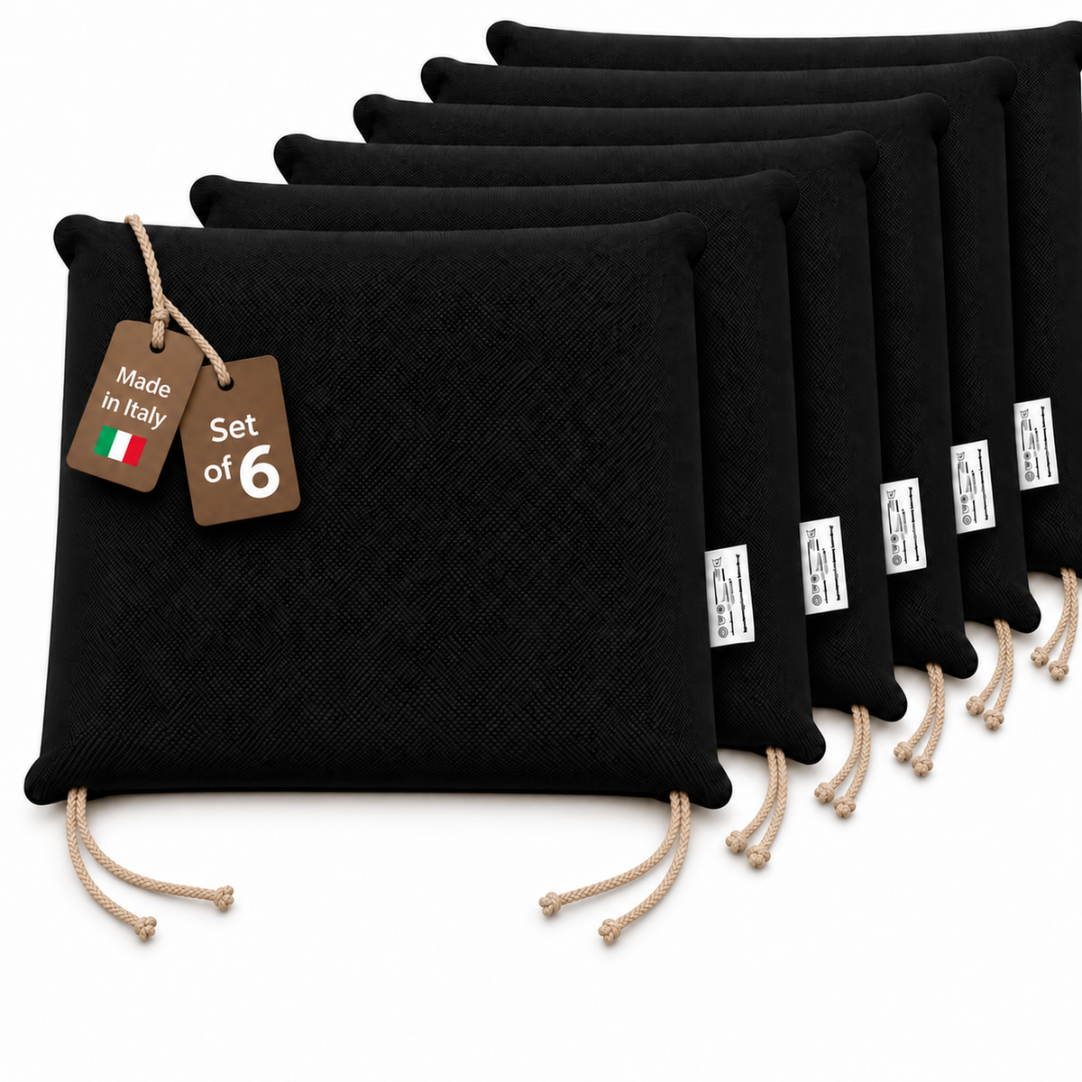 Cuscini copri sedie da cucina antimacchia Sfoderabilii Nero - Linea Palermo