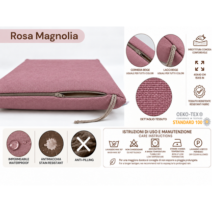 Cuscini copri sedie da cucina antimacchia Sfoderabilii Rosa Magnolia - Linea Palermo