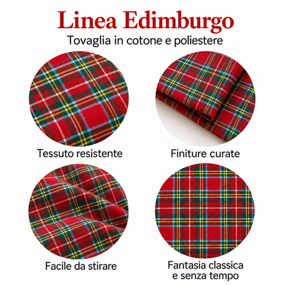 Tovaglia per Tavola Edimburgo da 4 a 18 posti - Tartan Rosso