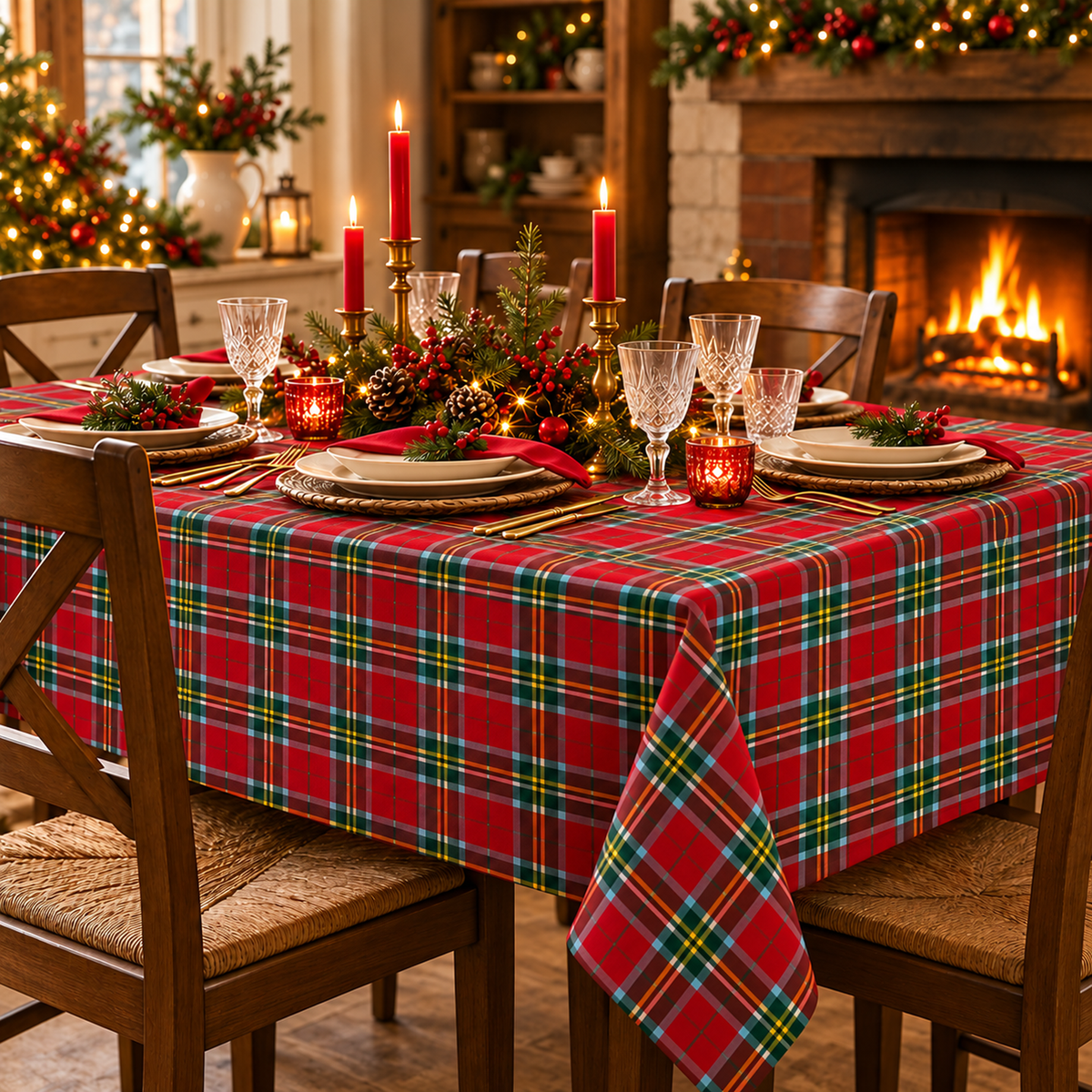 Tovaglia per Tavola Edimburgo da 4 a 18 posti - Tartan Rosso