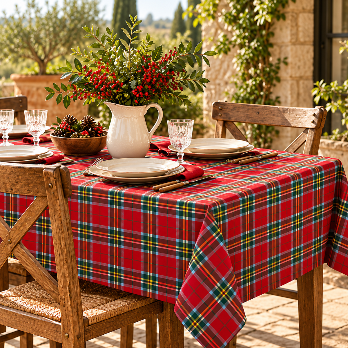 Tovaglia per Tavola Edimburgo da 4 a 18 posti - Tartan Rosso