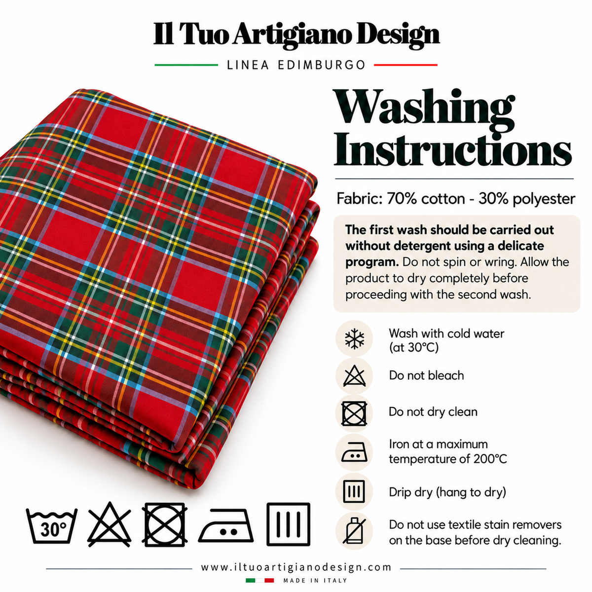 Tovaglia per Tavola Edimburgo da 4 a 18 posti - Tartan Rosso