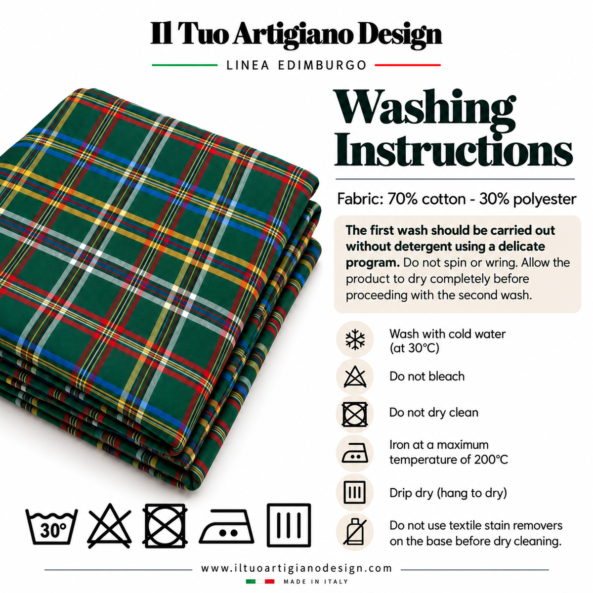 Tovaglia per Tavola Edimburgo da 4 a 18 posti - Tartan Verde
