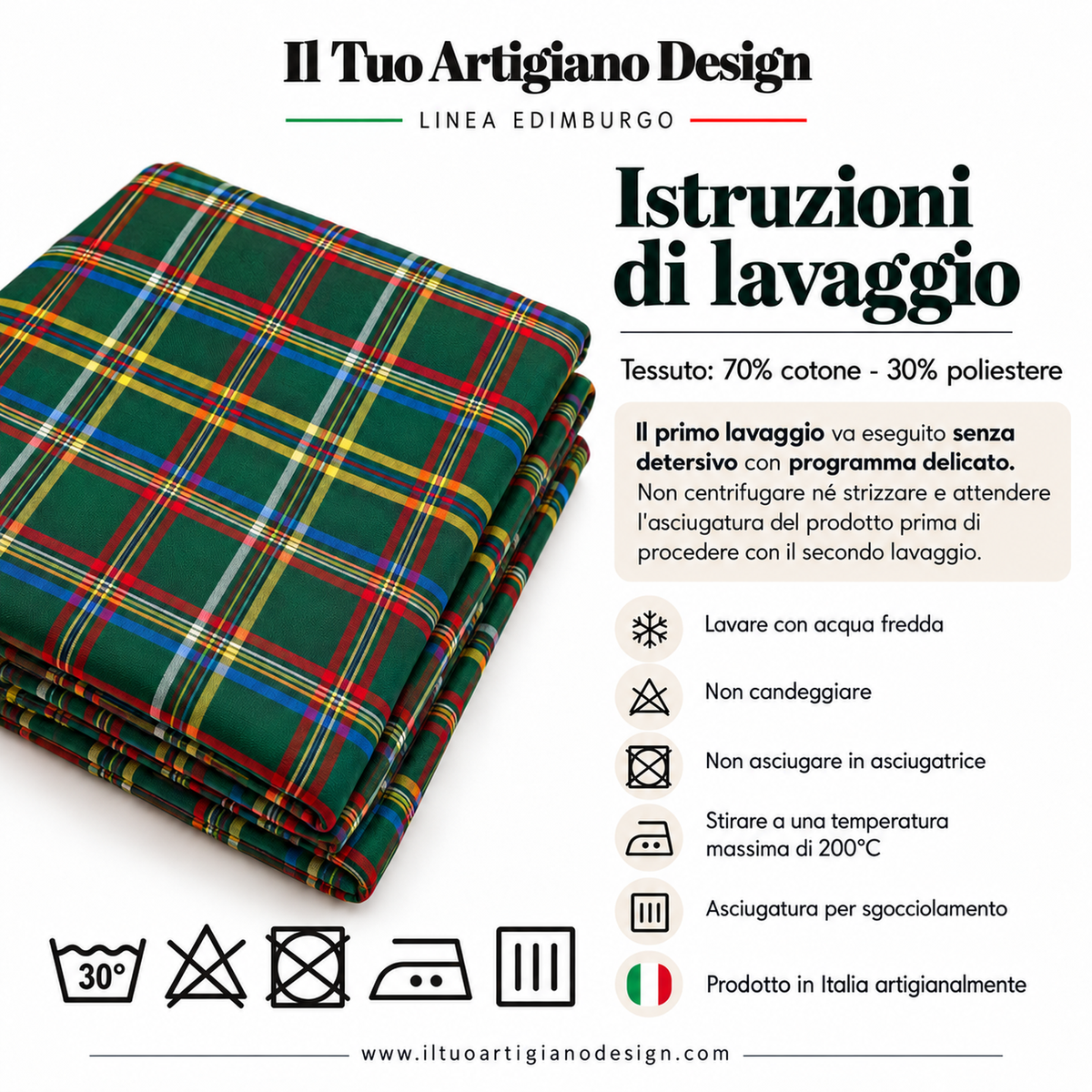 Tovaglia per Tavola Edimburgo da 4 a 18 posti - Tartan Verde