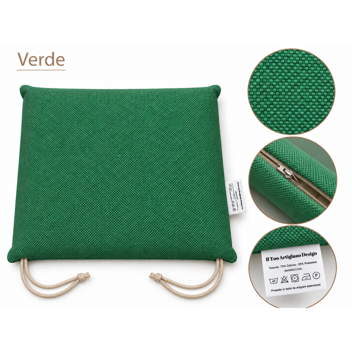Cuscini copri sedie da cucina antimacchia Sfoderabilii Verde - Linea Palermo