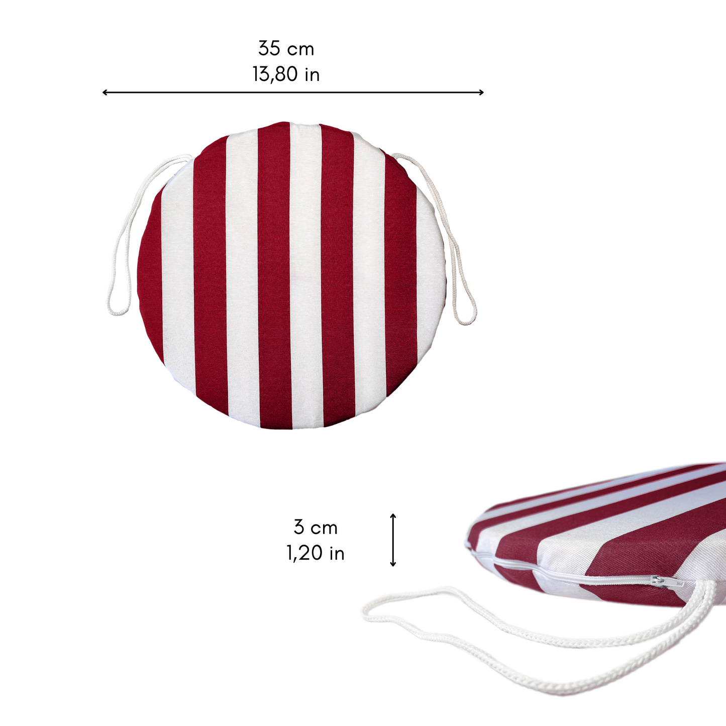 Set 6 cuscini Copri Sedie sfoderabili Bianco e Bordeaux - Linea Sorrento