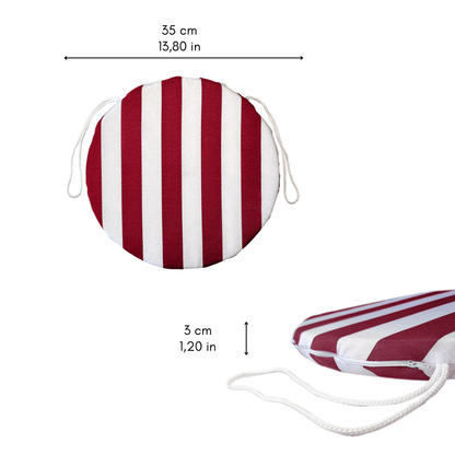 Set 6 cuscini Copri Sedie sfoderabili Bianco e Bordeaux - Linea Sorrento