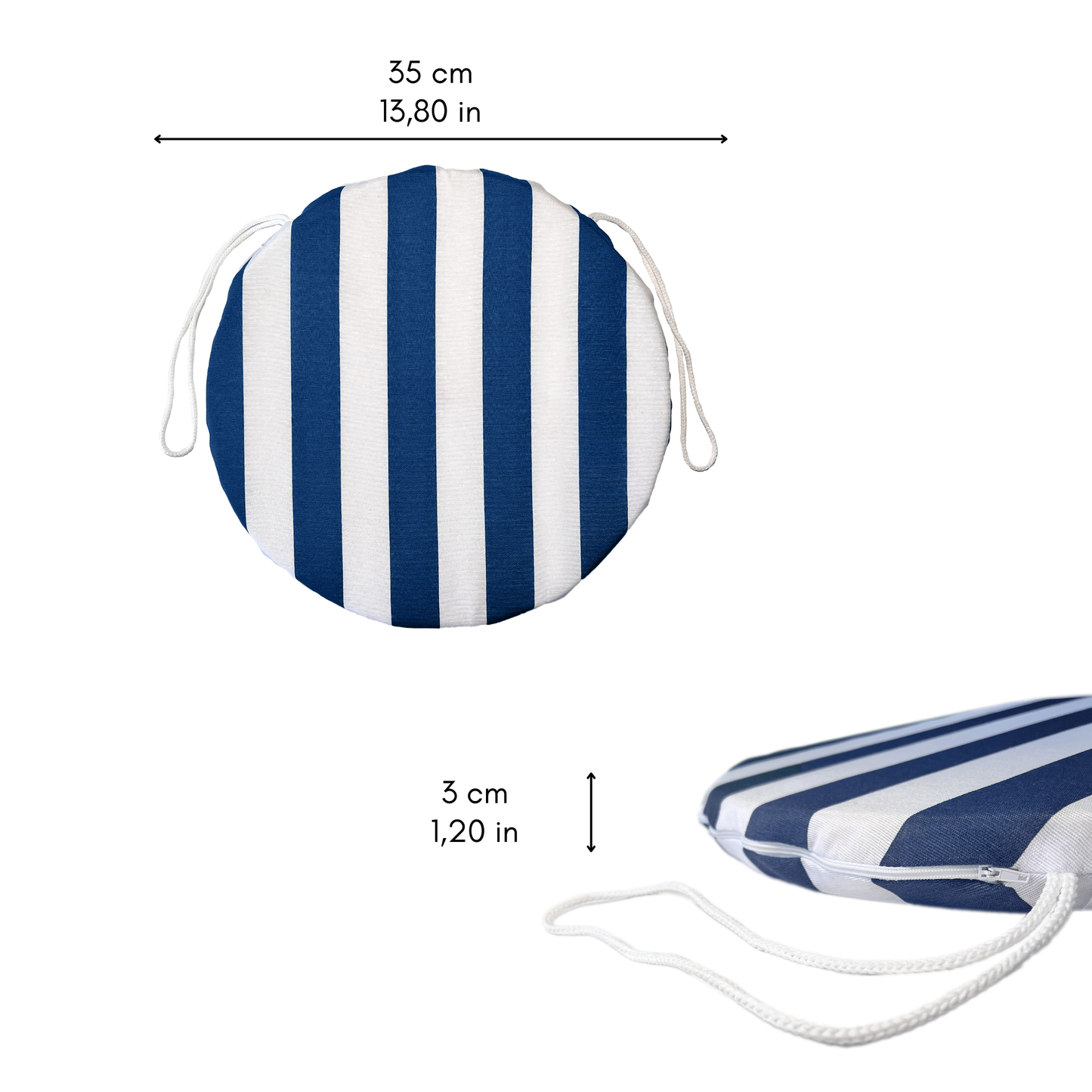 Set 6 cuscini Copri Sedie sfoderabili Bianco e Blu - Linea Sorrento