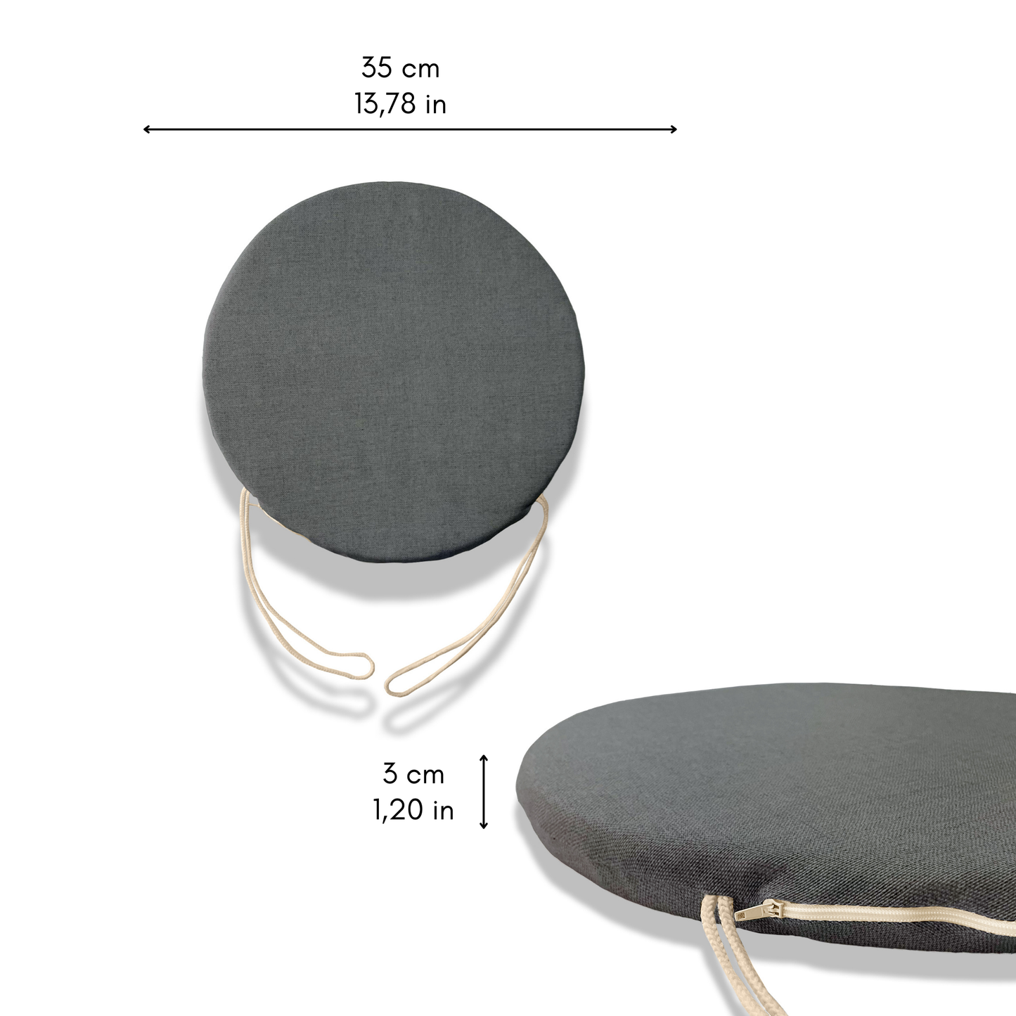 Set 6 cuscini rotondi per sedie Grigio - Linea Amalfi