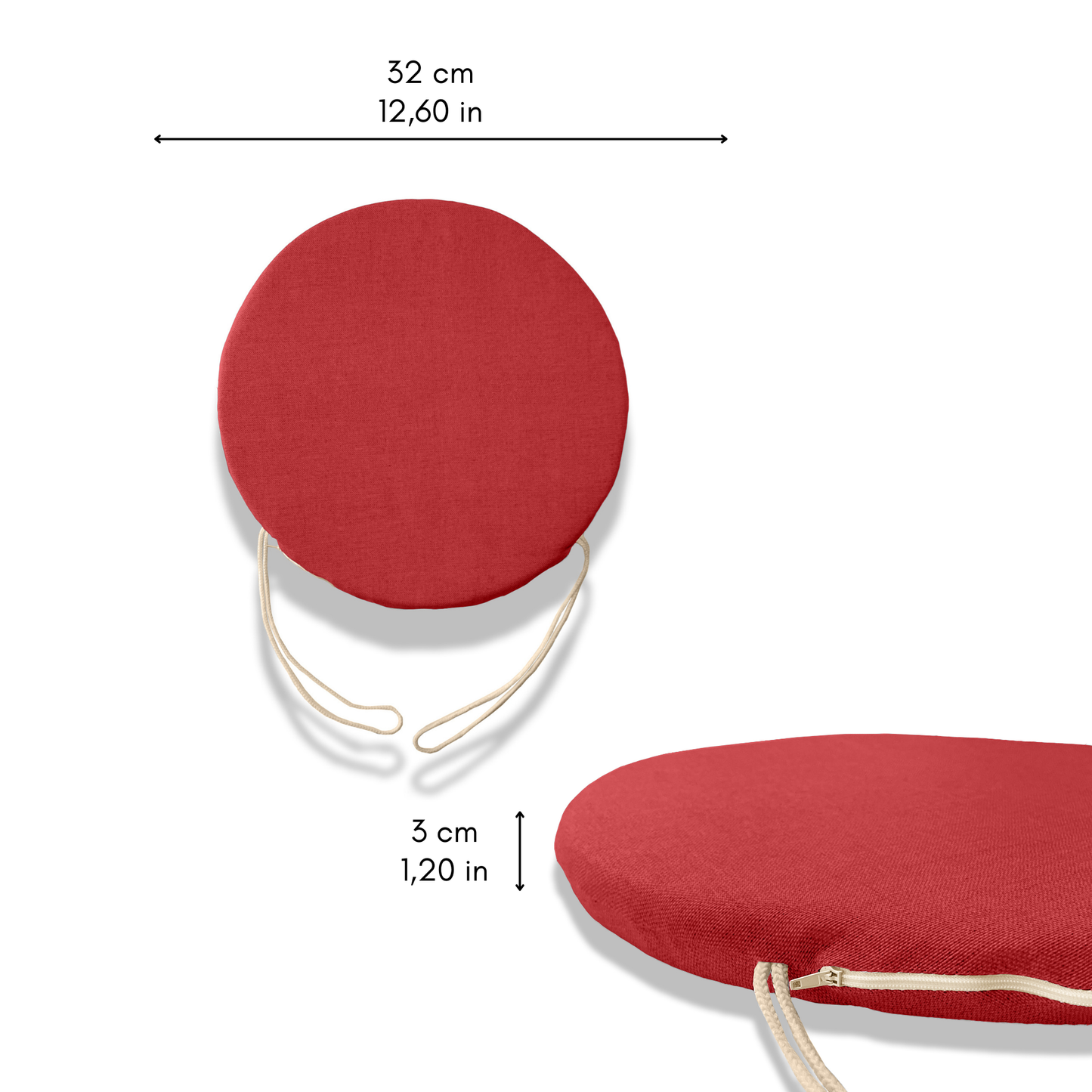 Set 6 cuscini rotondi per sedie Rosso - Linea Amalfi