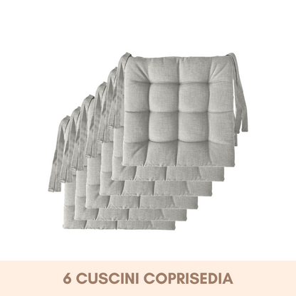 6 cuscini copri sedie da cucina grigio chiaro - Linea Rome