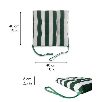 Set 6 cuscini Copri Sedie trapuntati Bianco e Verde - Linea Capri