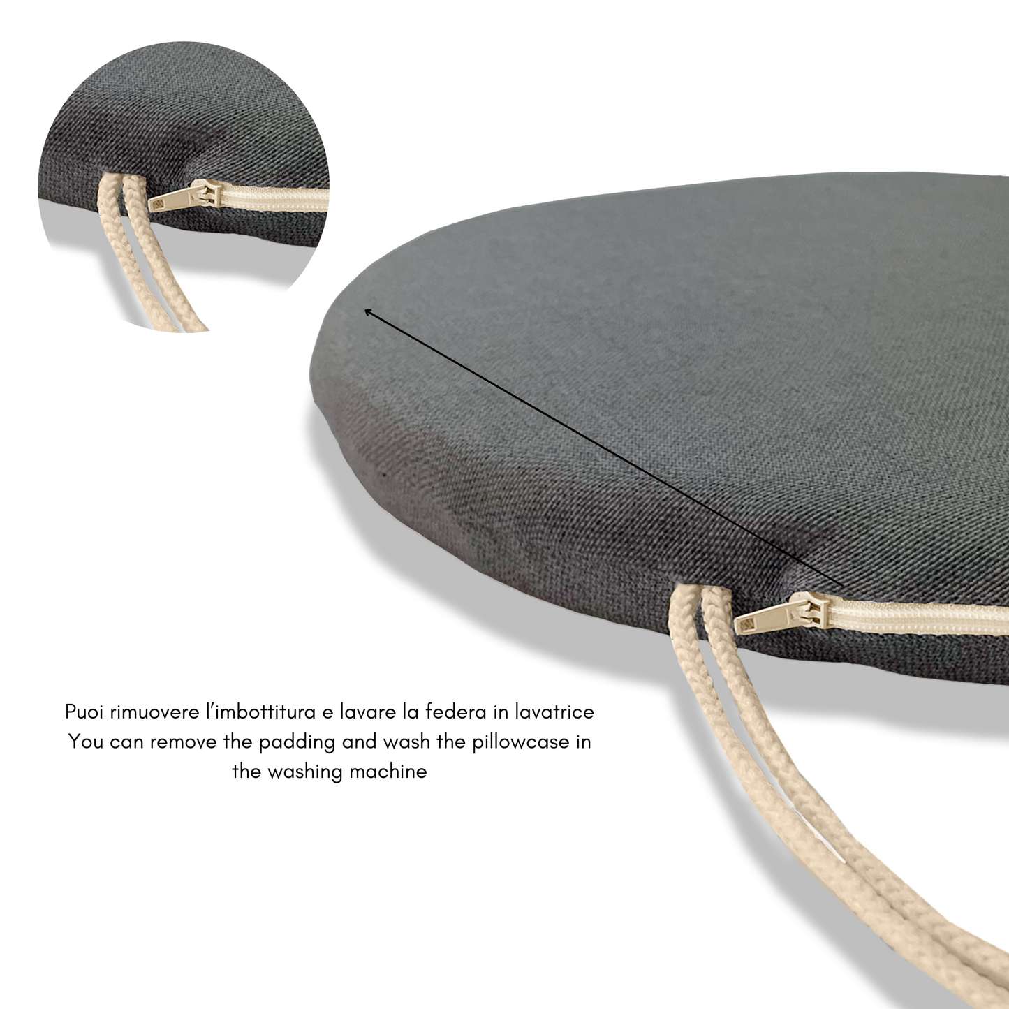 Set 6 cuscini rotondi per sedie Grigio - Linea Amalfi