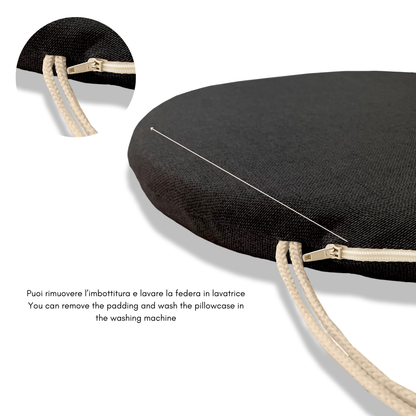 Set 6 cuscini rotondi per sedie Antracite - Linea Amalfi