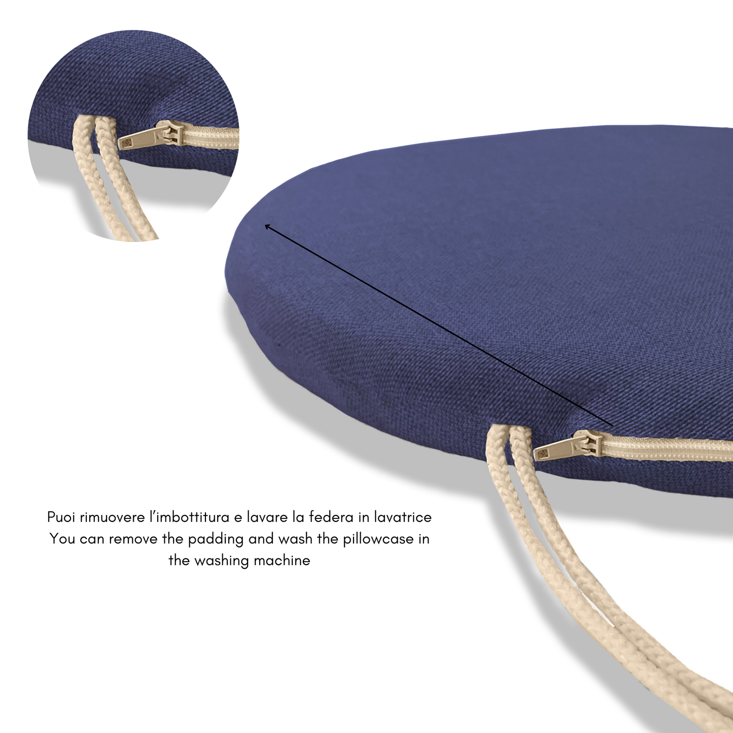 Set 6 cuscini rotondi per sedie Blu - Linea Amalfi