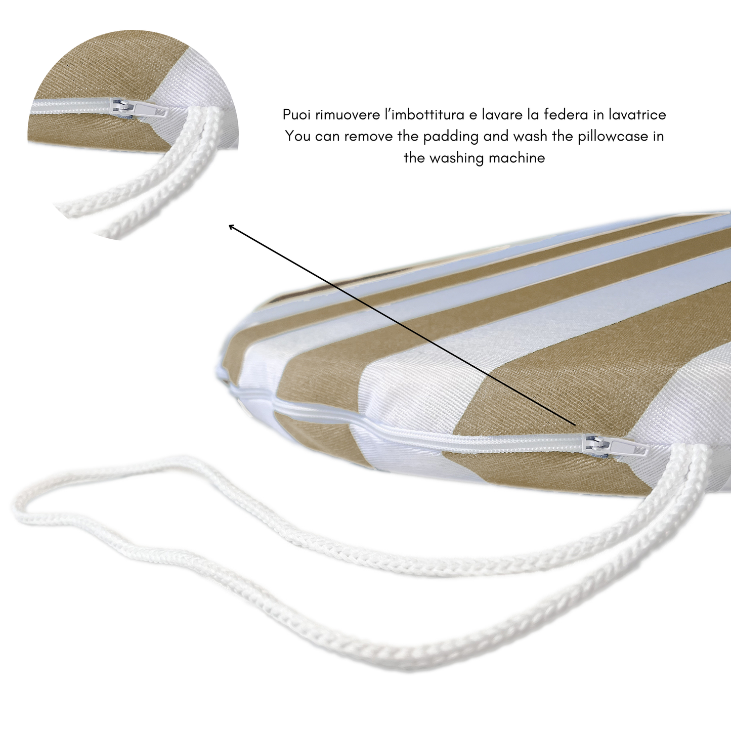 Set 6 cuscini Copri Sedie sfoderabili Bianco e Beige - Linea Sorrento