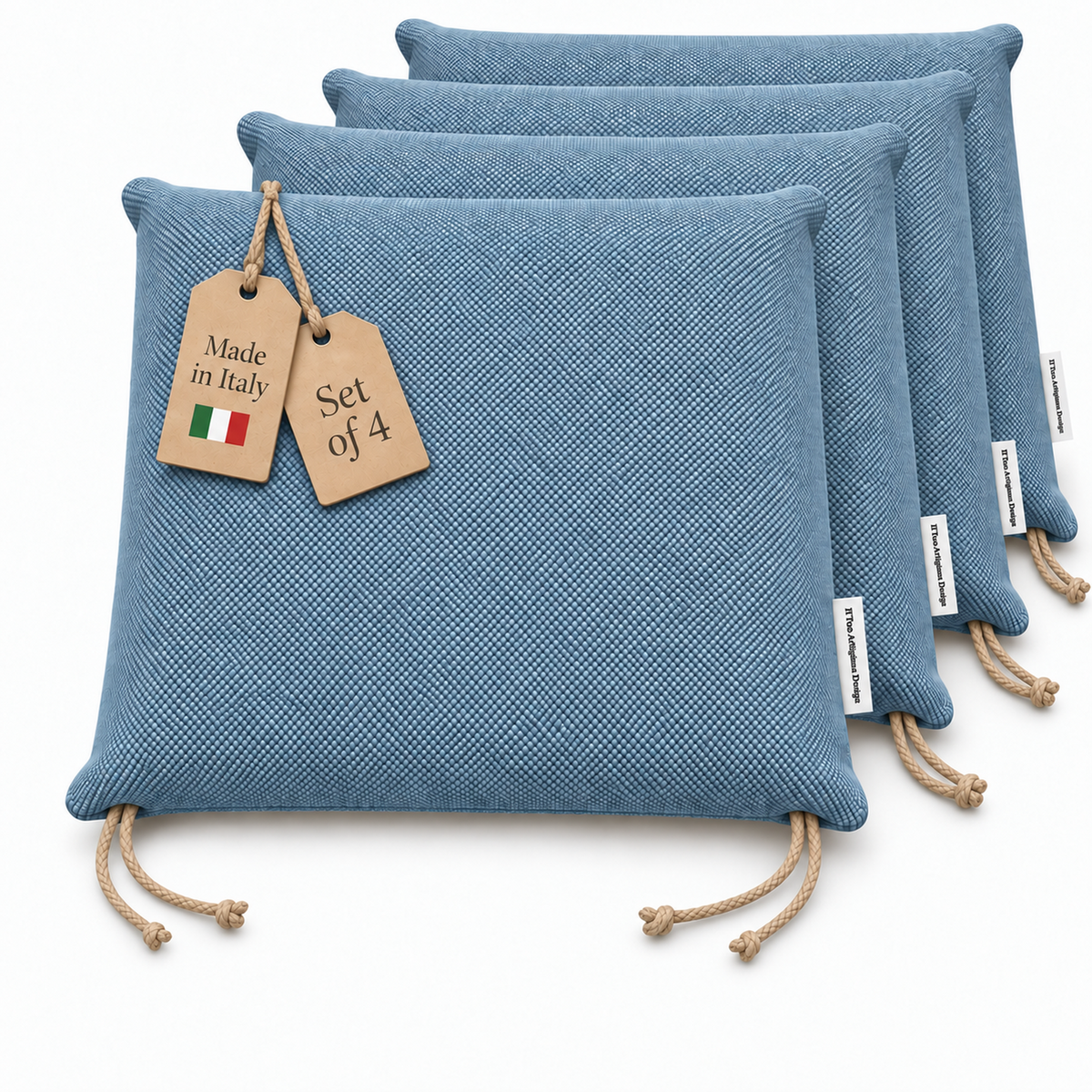 Cuscini copri sedie da cucina antimacchia Sfoderabilii Denim Chiaro  - Linea Palermo
