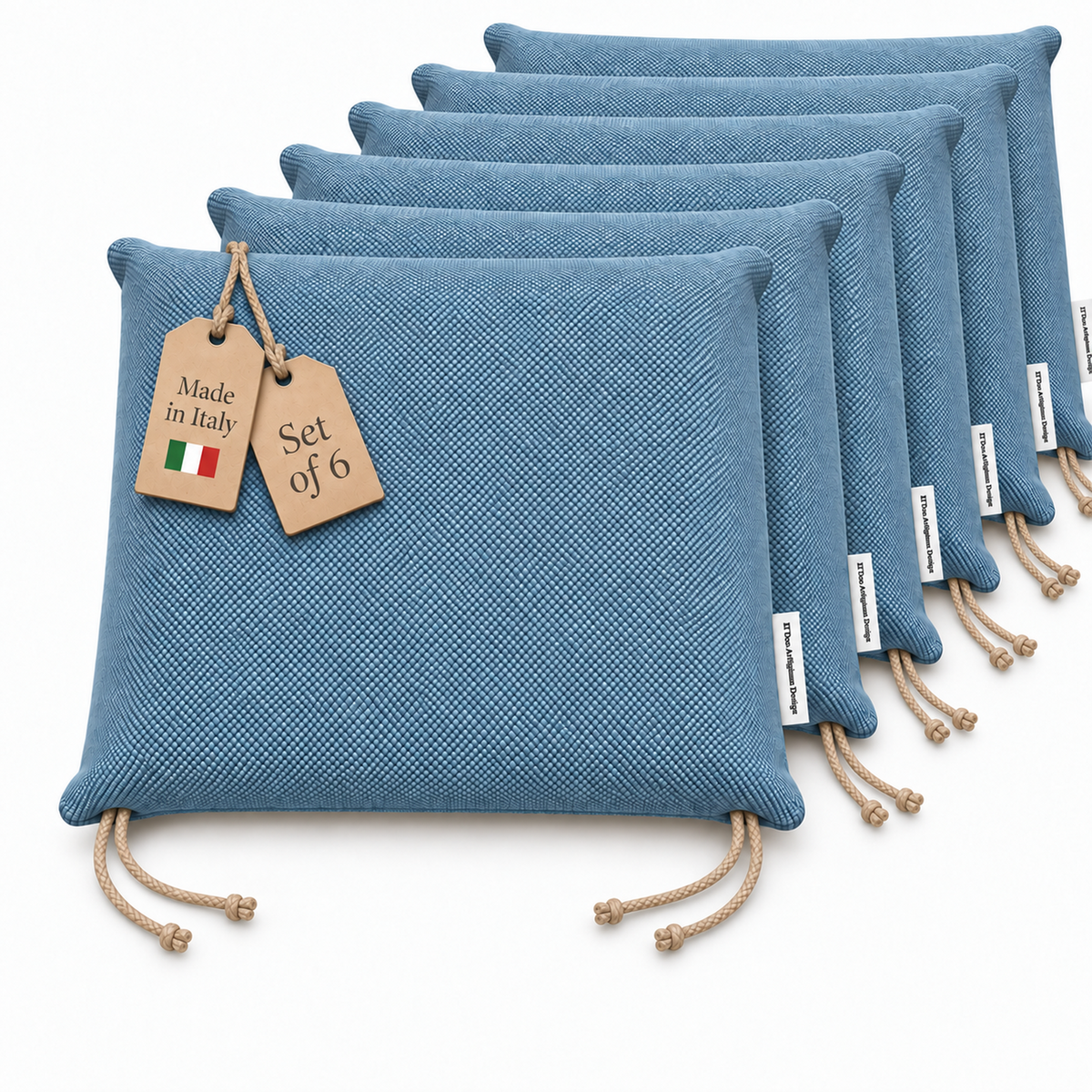 Cuscini copri sedie da cucina antimacchia Sfoderabilii Denim Chiaro  - Linea Palermo
